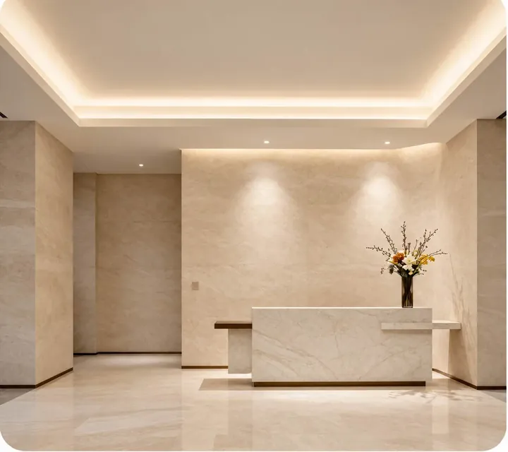 Phối cảnh quầy lễ tân sảnh tòa nhà