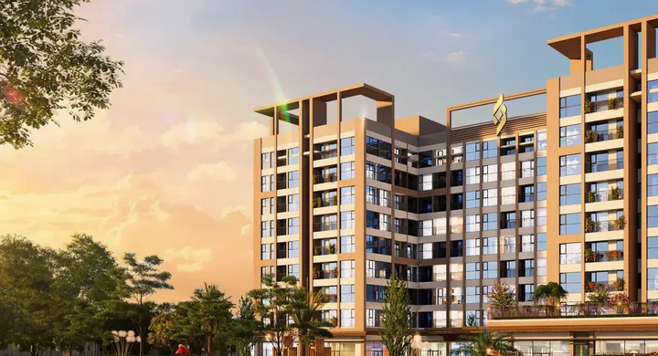 Phối cảnh tòa nhà Sedona Việt Trì lúc hoàng hôn nhìn từ đường phố
